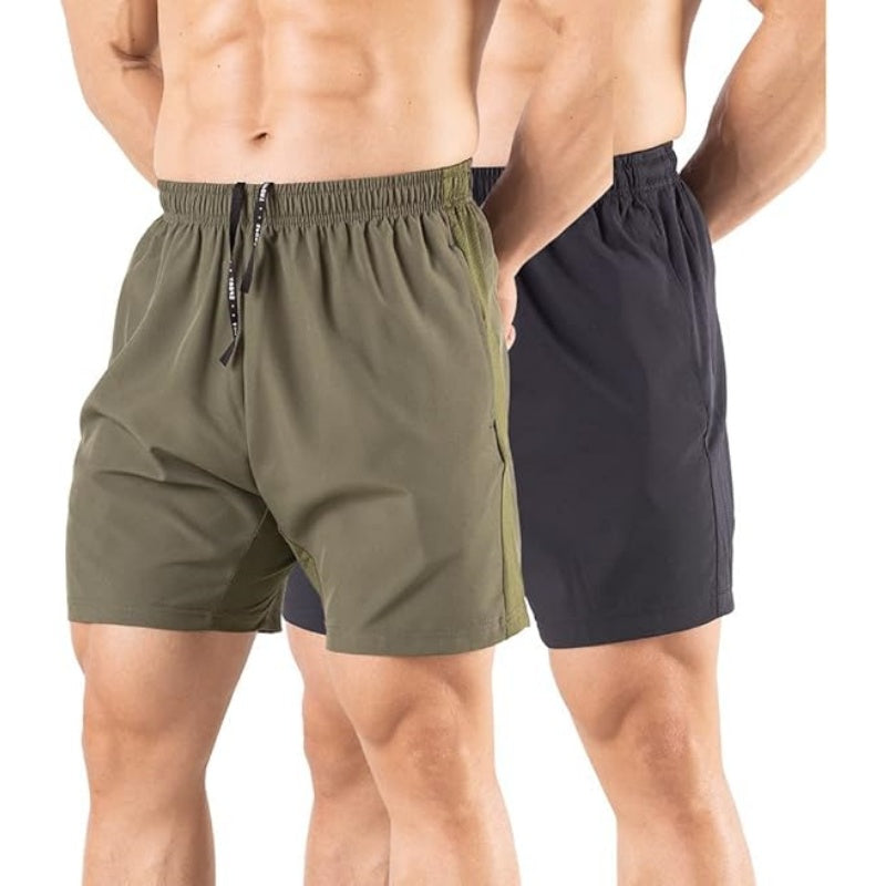 Men's 5" Running Shorts 2 Pack Quick Dry Athletic Workout Gym Shorts with Zipper Pockets