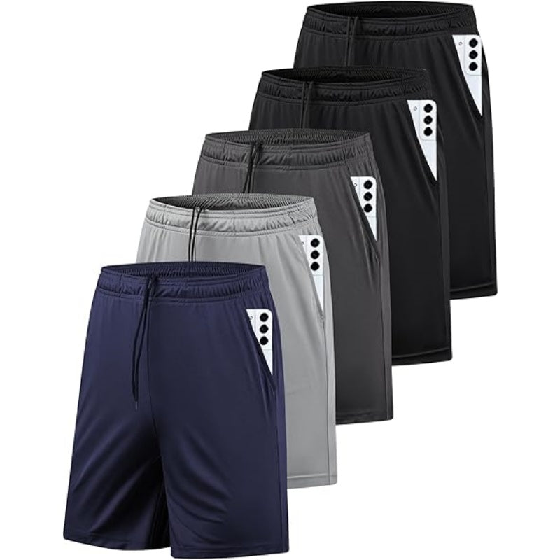 5 Pack Men's Athletic Gym Shorts with Pockets Quick Dry Activewear Workout Running Shorts for Men